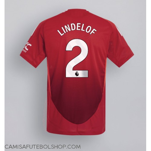 Camisa de time de futebol Manchester United Victor Lindelof #2 Replicas 1º Equipamento 2024-25 Manga Curta